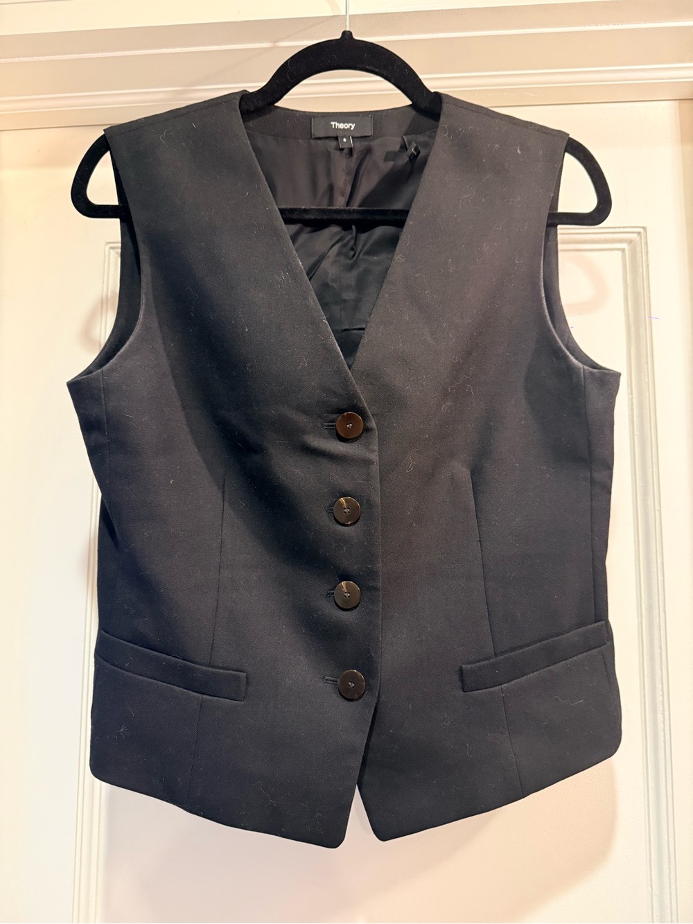Theory New Waistcoat Black Tailored Button-Front Vest